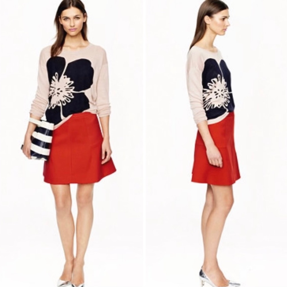 J Crew Flare Skirt, Sz 8, Coral